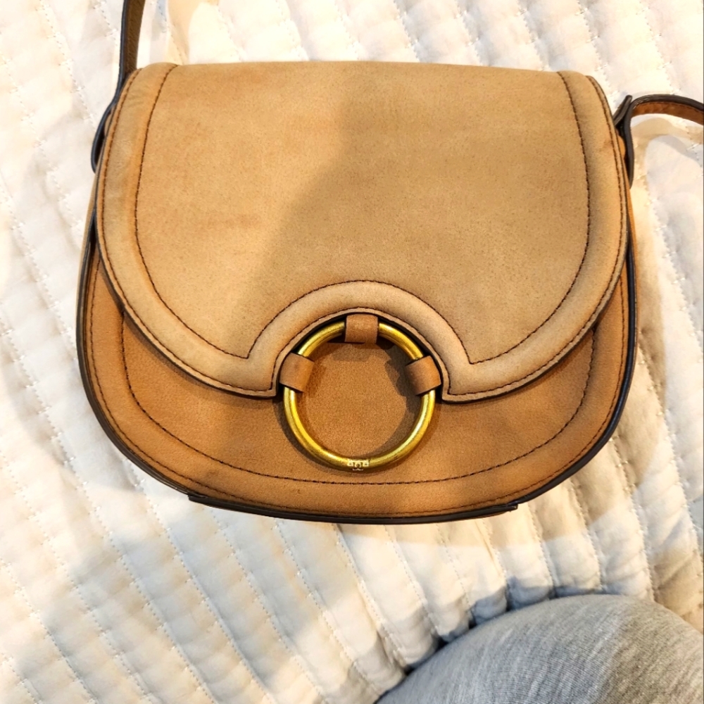Tory burch authentic suede saddle crossbody bag